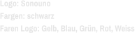 Logo: Sonouno Fargen: schwarz Faren Logo: Gelb, Blau, Grün, Rot, Weiss